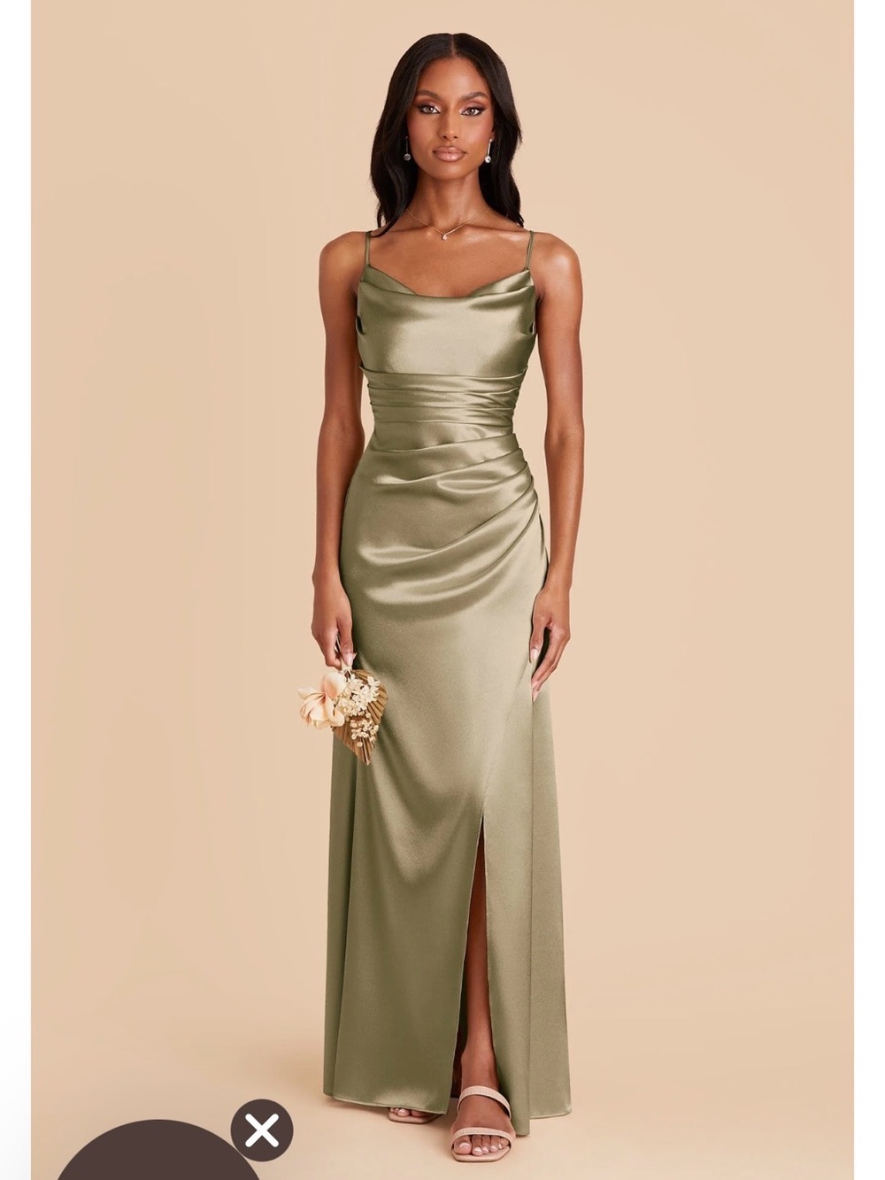 Birdy Grey Lydia Shiny Satin Moss Green Dress